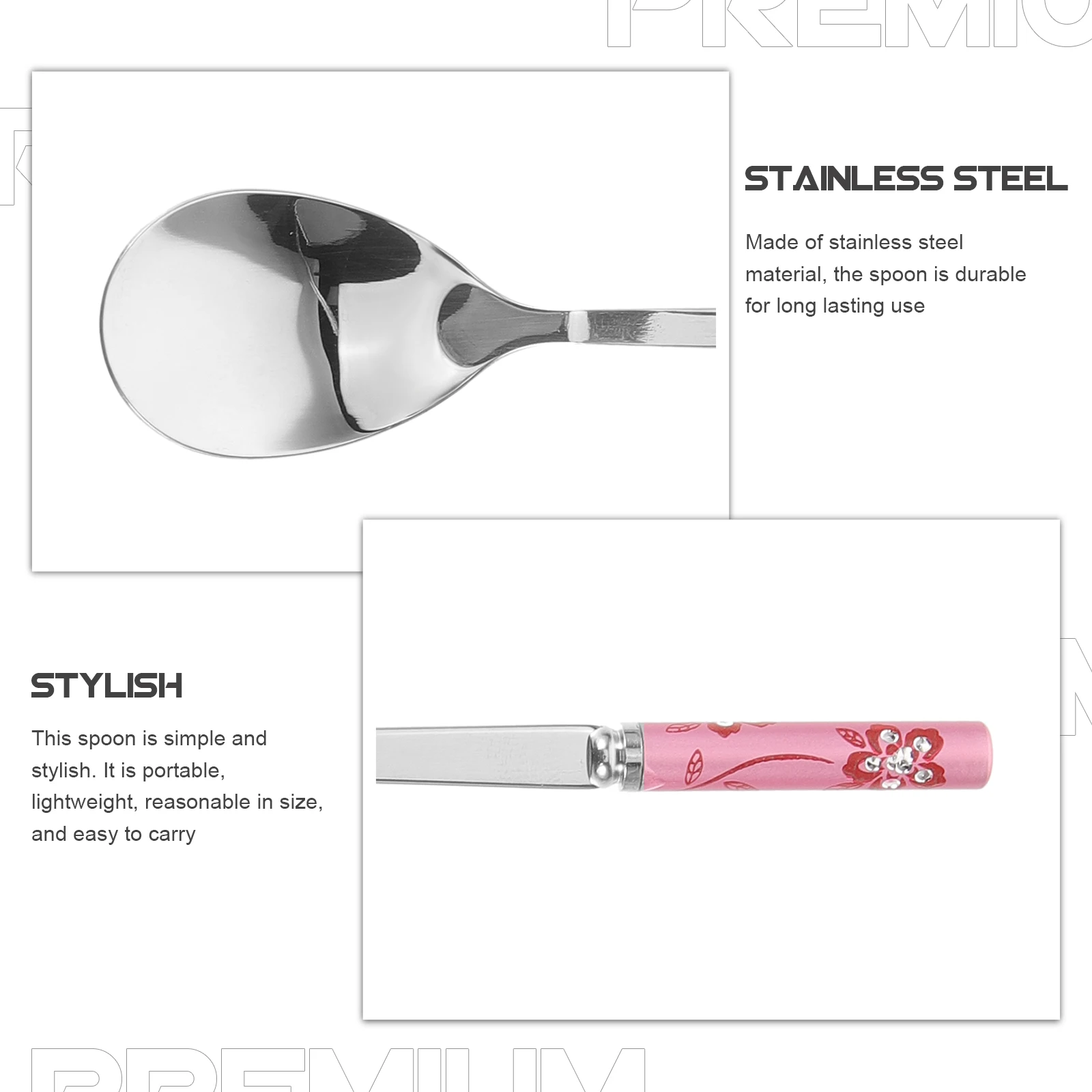 

5 Pcs Portable Dining Spoon Cocktail Small Dessert Spoons Juice Coffee Stainless Steel Shop Home Use