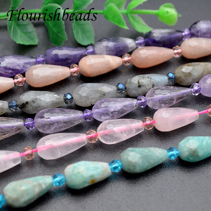 8x16mm Natural Amethyst Labradorite Faceted Drop Stone Loose Spacer Beads for Jewelry Making Diy Bracelet Accessorie 5strand