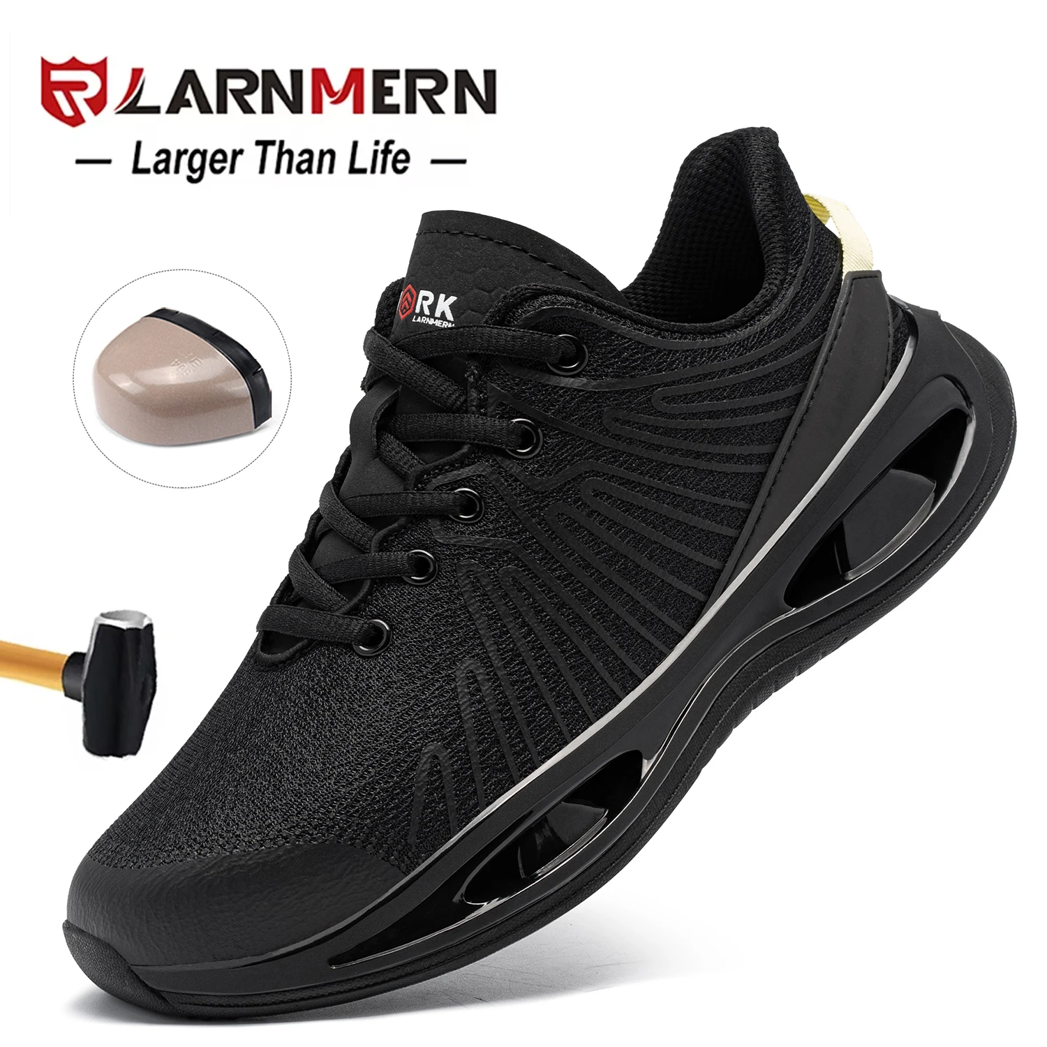 LARNMERN Wide Steel Toe Shoes for Women Work Safety Sneakers Lightweight Comfortable Breathable Tennis Shoe Indestructible Boots