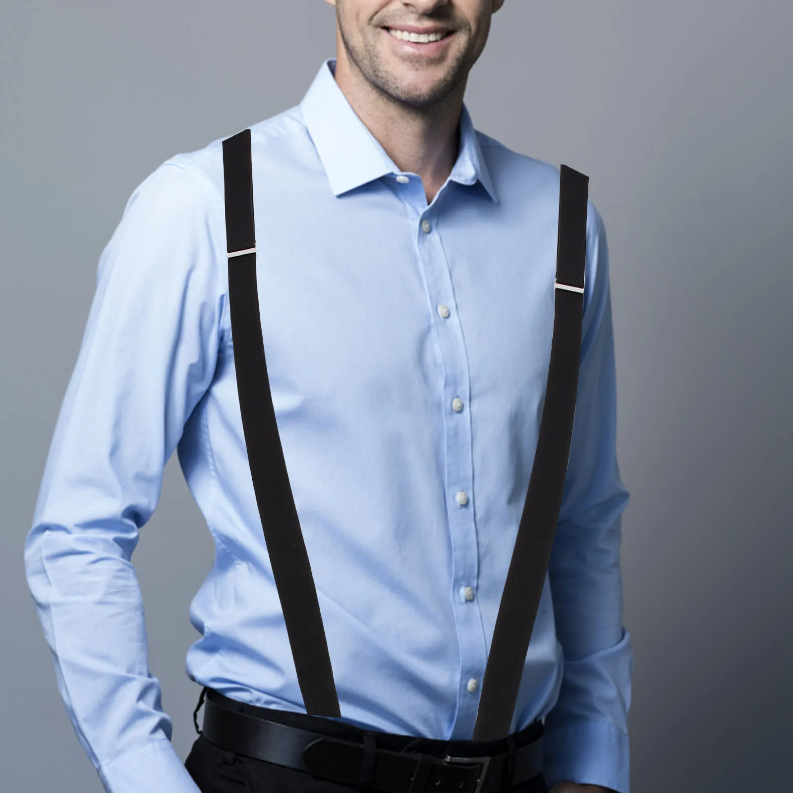 

Mens Suspenders Black Braces for Trousers Elastic Adjustable Polyester Pants Suspender Gifts Men Party Daily Use