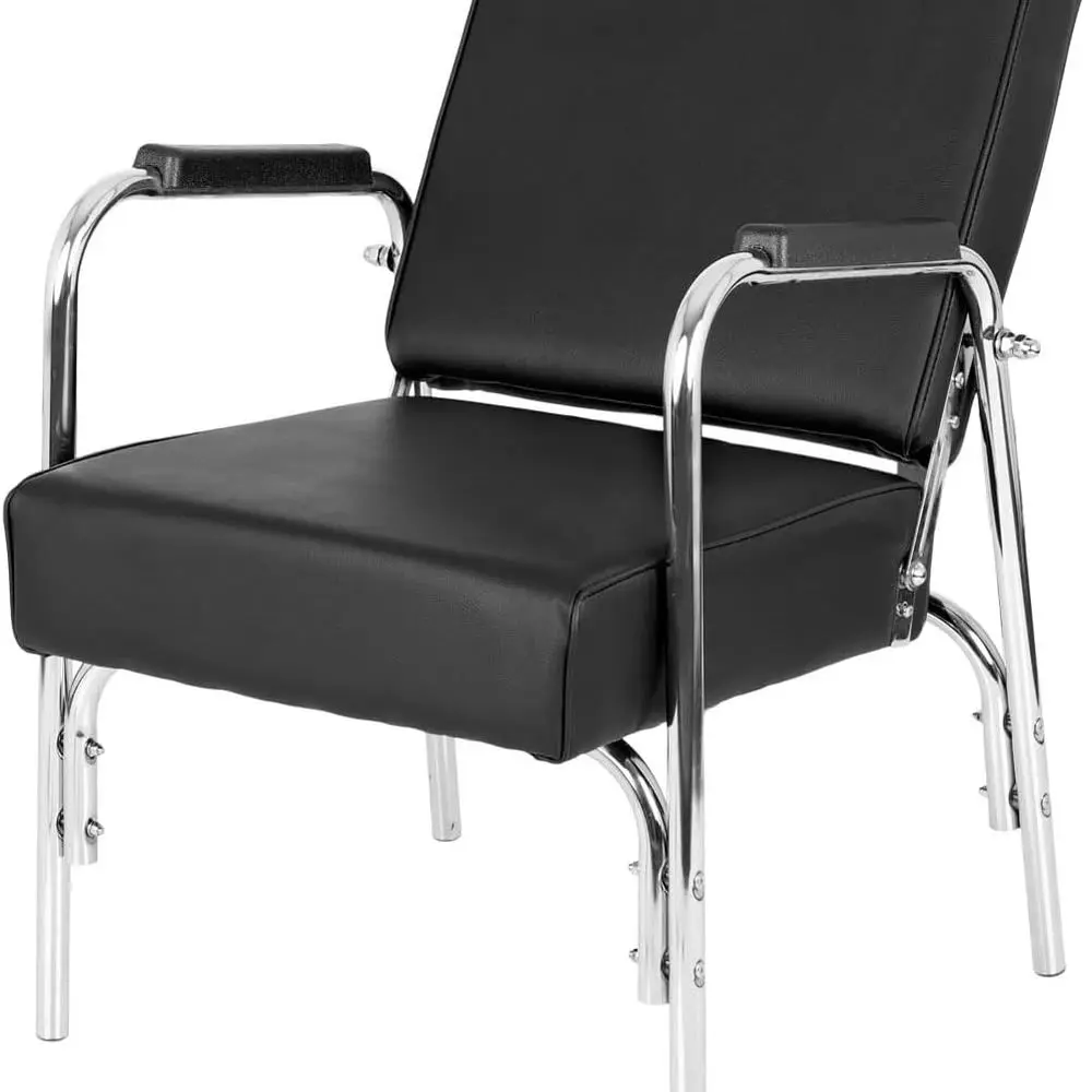 

Auto-Recline Shampoo Chair – Heavy-Duty Chrome Arms, Extra Thick Seat & Backrest for Client Comfort, Black Vinyl – Professional