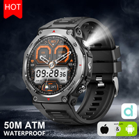 VWAR T-Rex Ultra Smart Watch with Flashlight/UV Light 50m ATM Waterproof Bluetooth Call Sport Smartwatch for Huawei Xiaomi