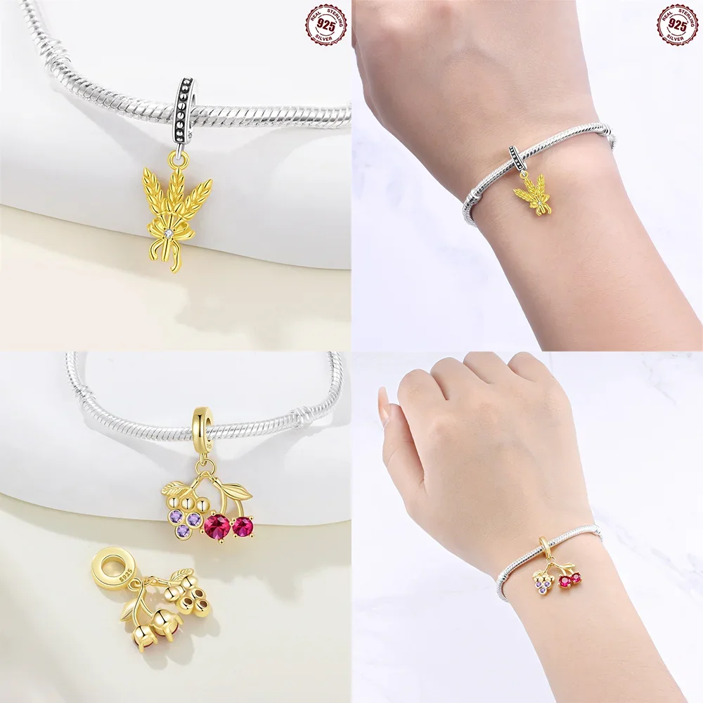 Charms Plata 925 Originales Gold Moon Planet Beads for Charms 925 Sterling Silver Bracelet Beads Jewellery Making Women's Gift