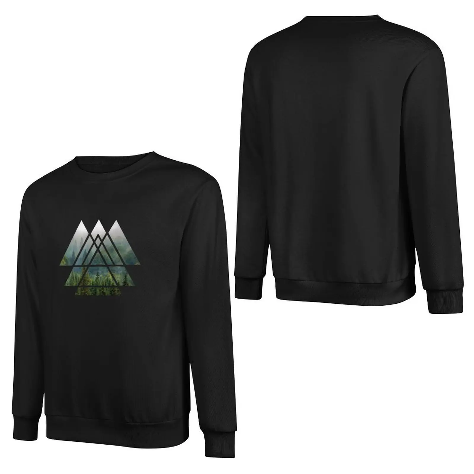 Sacred Geometry Triangles - Misty Forest Pullover Hoodie men's autumn clothes japanese style aesthetic clothing sweatshirt men