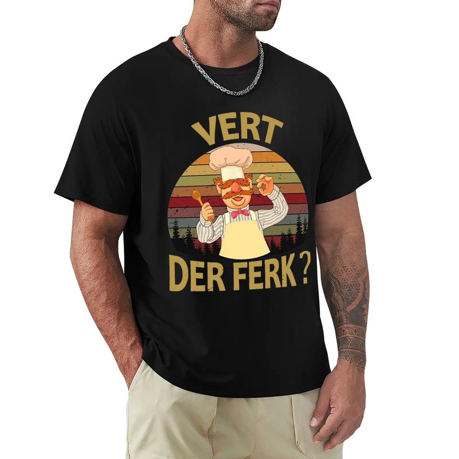Vert Der Ferk Cook Schwedisches Koch-T-Shirt, Vintage-Kleidung für Jungen, weiße Kawaii-Kleidung, schlichtes Herren-Grafik-T-Shirt-Paket