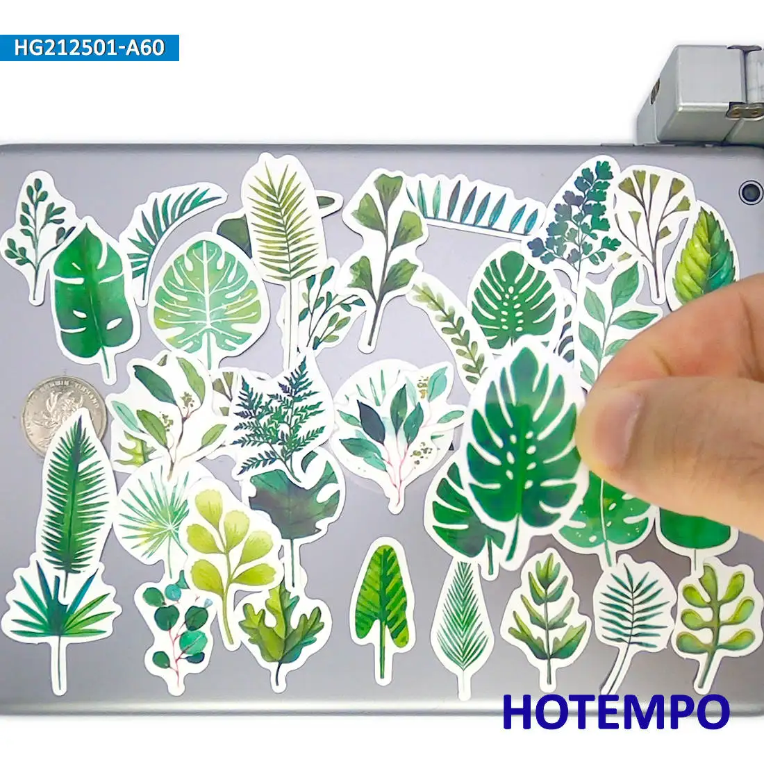 20/30/60PCS Green Leaves Stickers Hand Drawing Style Lovely Plant Decals for Kids Scrapbook Journal Luggage Laptop Phone Sticker