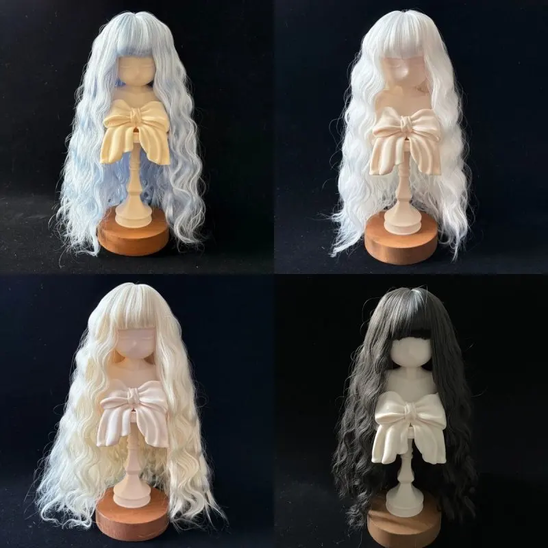 

Bjd Doll Accessories Wig 3 46 Points Baby Hair Soft Silk Wool Curly Water Ripple Long Curly Hair Neat Bangs Bear Girl Fake Hair