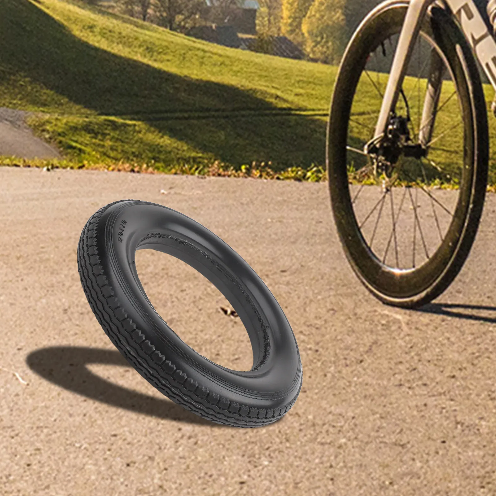 Neumático Sólido de Goma de 12 Pulgadas 12*2 12*2.125 12 1/2x2 1/4 12 1/2x1.5 (40-203) para Bicicleta, Negro, Antipinchazos, Accesorios para Neumáticos de Bicicleta