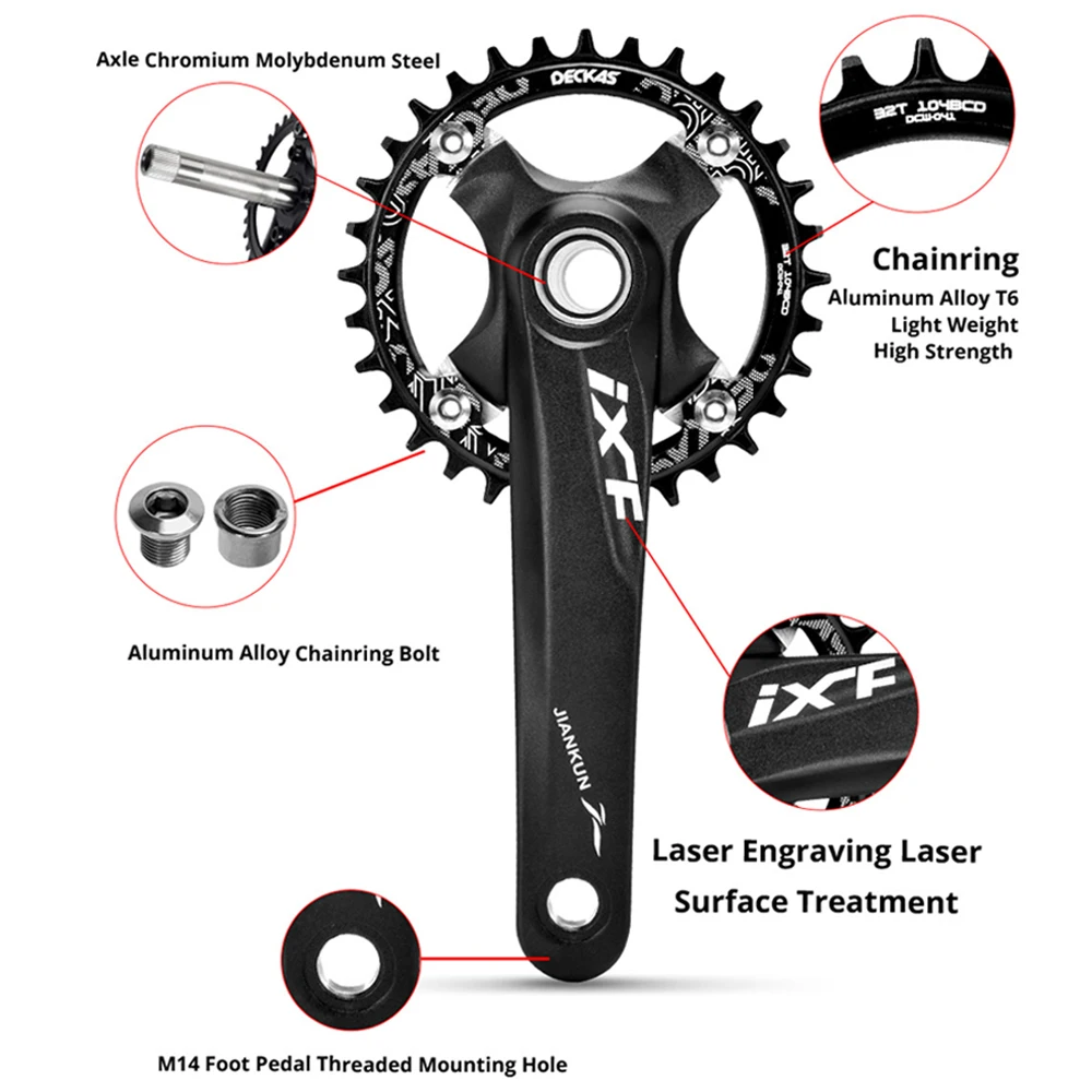 Mountain Bike 170mm Crankset 1X System Chainwheel Single ChainRing Narrow Wide 104BCD 32T 34T 36T 38T For 1X11 1X10 MTB Bicycle