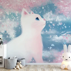 Cute Cat 3D wallpaper for children's room decoration cartoon cat background wallpapers for living room mural boy girl bedroom