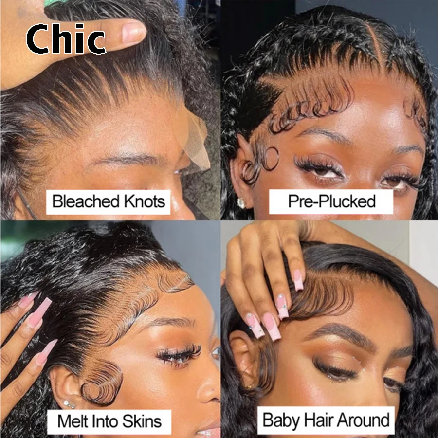 Chic Double Drawn 13x6 HD Lace Front Human Hair Wigs Glueless 260% Density Burmese Deep Curly 5x5 Lace Closure Wigs Pre Plucked
