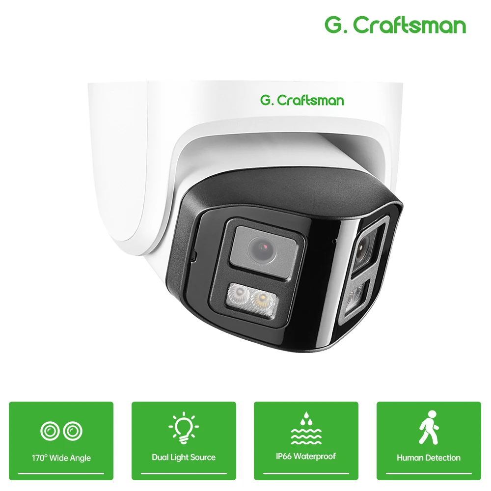 

C, GC, B6D, CCTV, двухобъектив POE, 2 МП + 2 МП, купольное охранное наблюдение, слот для TF-карты, двустороннее аудио, ясное ночное видение G.Craftsman