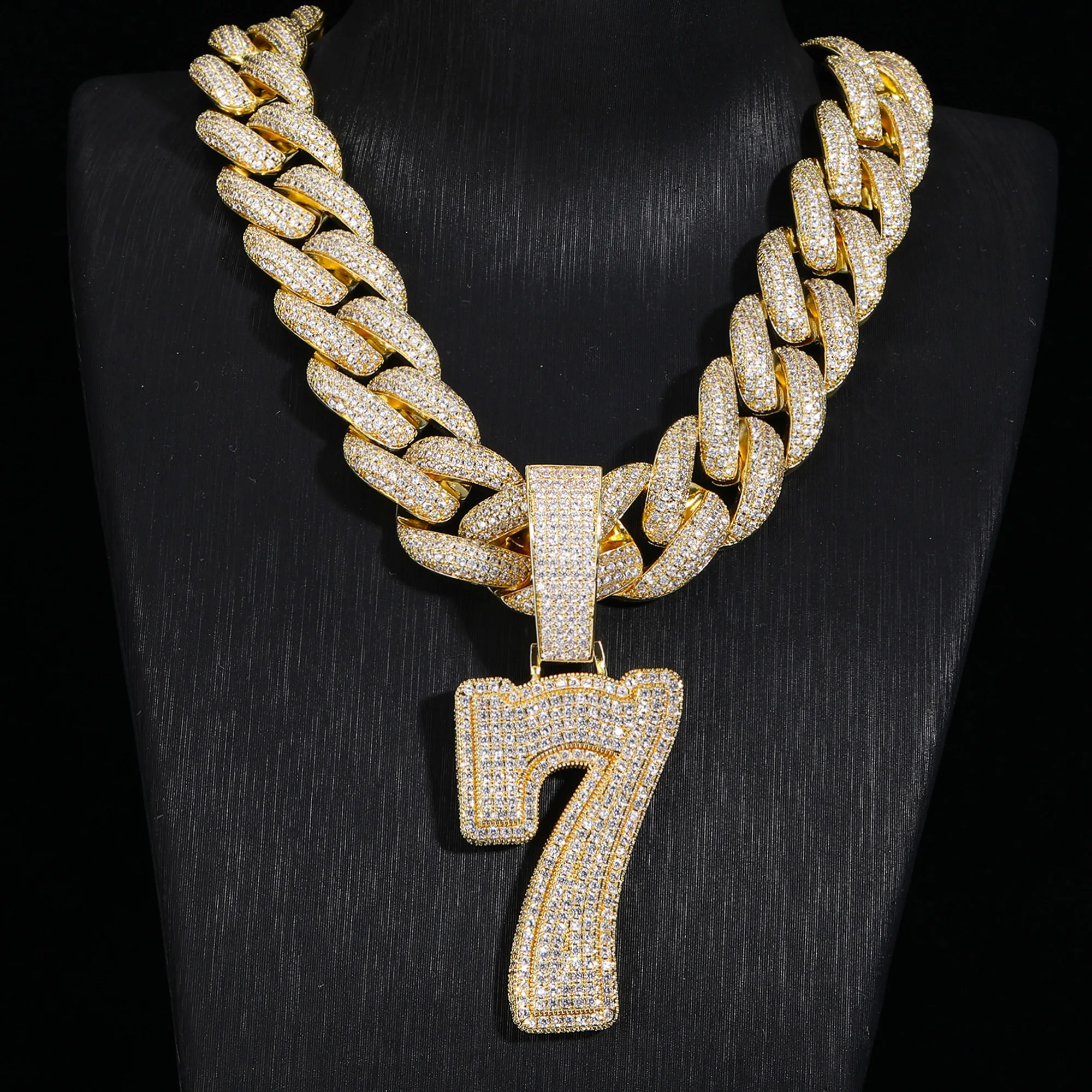 

Ожерелье с большой буквой A ~ Z/1 ~ 0, полный микромощений кубический цирконий, кулон, кубинская цепочка, модные ювелирные изделия на заказ, подарок