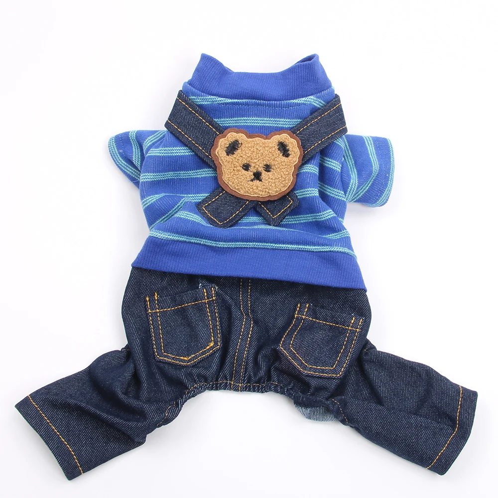 Dog Cat Jumpsuit Hoodie Striped&Bears Design Pet Puppy Coat Jacket Autumn/Winter Clothes Apparel