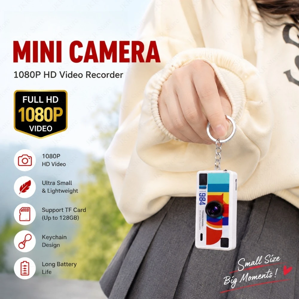 Mini Digital Keychain Camera Retro 0.96 Inch Screen 1080P with Flash Memory Card Support for Party Photobooth Props