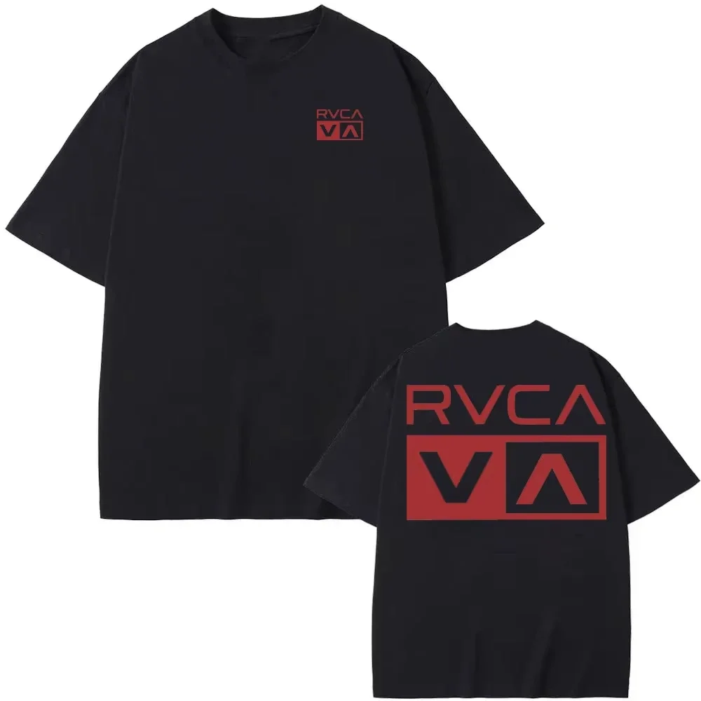 RVCA T-shirt noir T-shirt d'été en coton à manches courtes mode hommes femmes Design marque T-shirt haut vêtements de rue