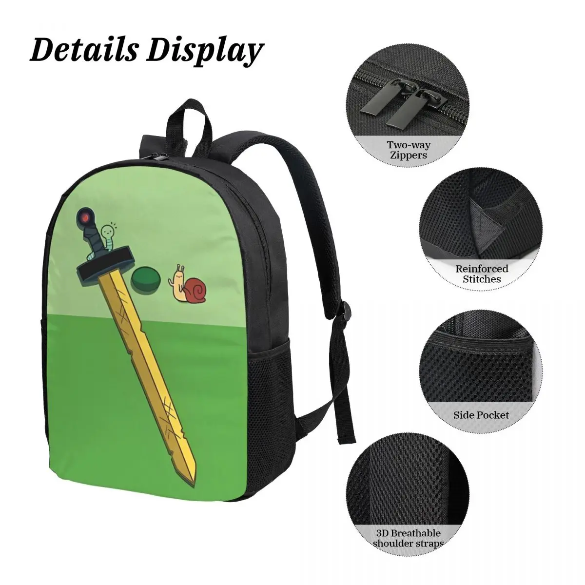 Finn The Human Advent-Sac à dos 3 pièces imprimé en 3D, pochette SR pour étudiants, sac à bandoulière, sac à crayons, sac à lunch, nouveau