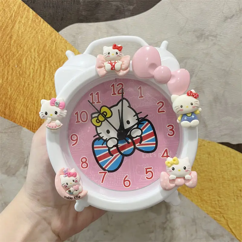 New Sanrioed Kuromi Cartoon Children's Alarm Clock Creative Cute Kt Bedroom Desktop Clock Student Wake Up Desk Clock Ornament