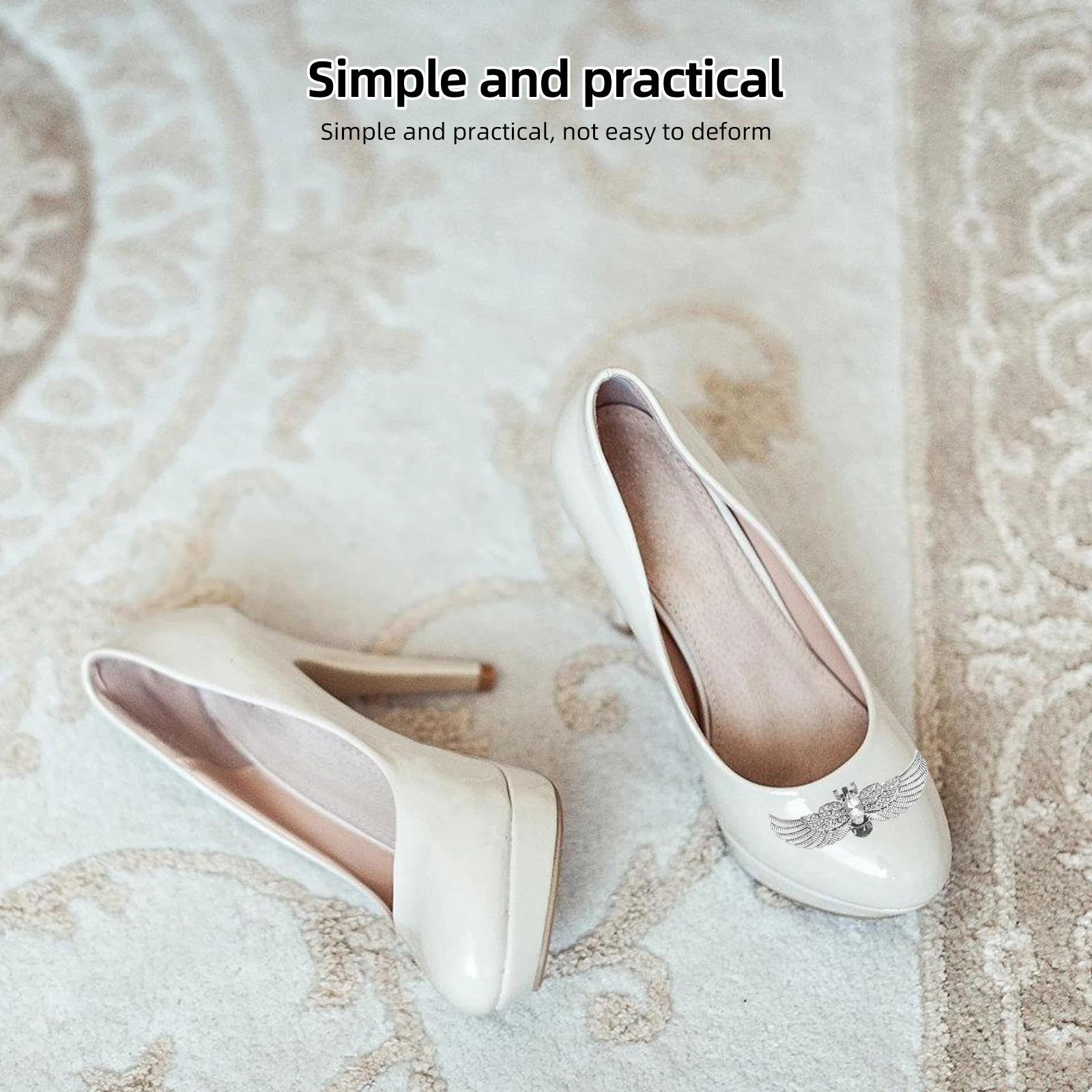 

2 Pcs High Heels Wings Clips Diy Shoe Buttons Craft Detachable Embellishments Sandals Bridal Zinc Alloy Crystal