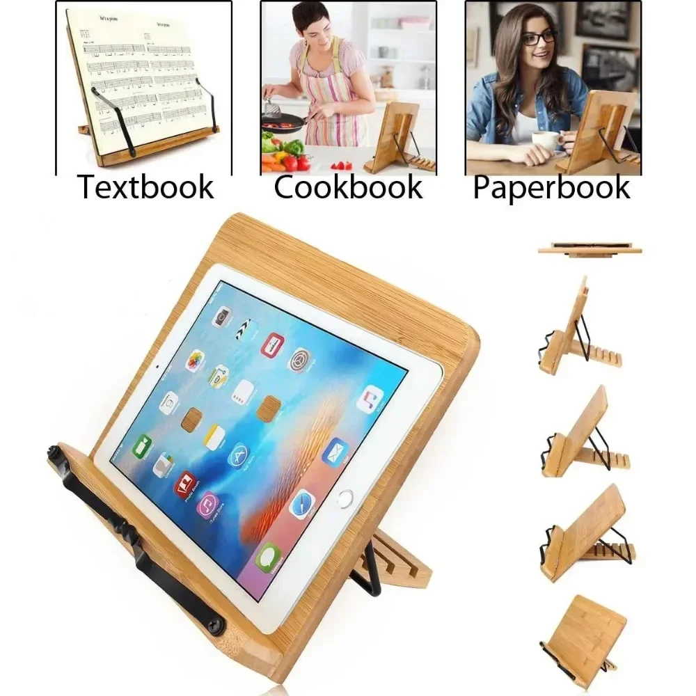 

Reading Rack Bamboo Bookshelf Stand Sturdy Bookshelf Textbook Lightweight Portable Adjustable Bookshelf
