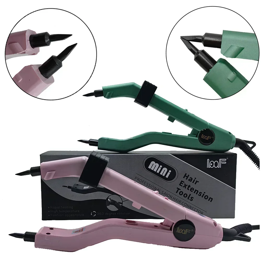 Sharp tip JR609 Quality  pink and green Heat Hair Connector Temperature Controllable Heat Iron Hair Extension Tools Kit