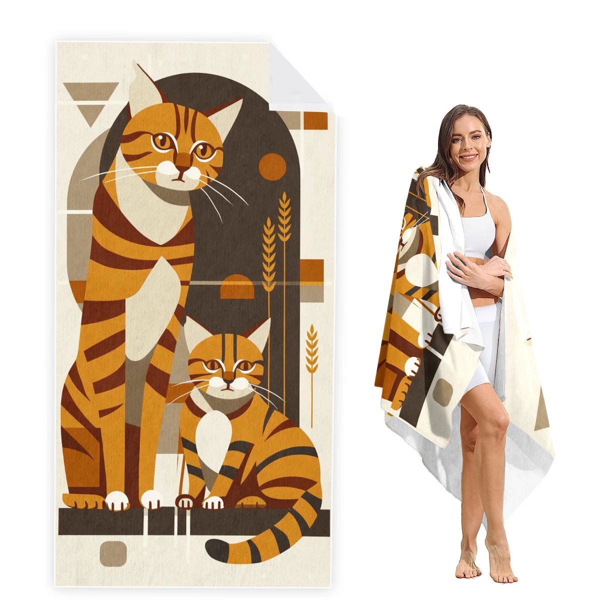 

Cat Beach Towel Oversized, Super Absorbent Sand Free Thick Microfiber Beach Towel,Beach Towels for Kids,Men,Women