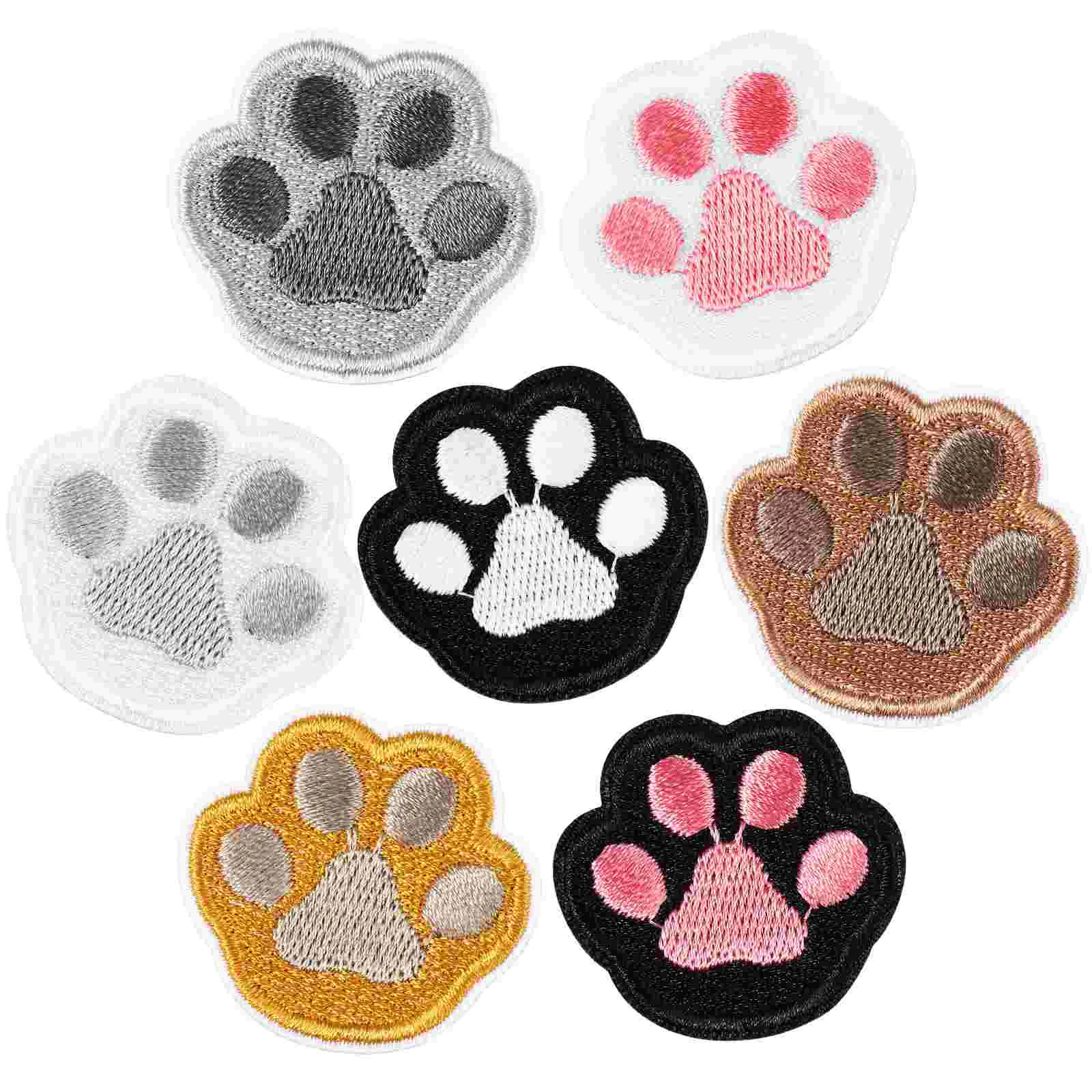 7 Pcs Cute Dog Paw Sewing Patches Numbers Stickers Girl Iron for Jeans Repair Clothing Polyester Cartoon Mother Checkered Decor