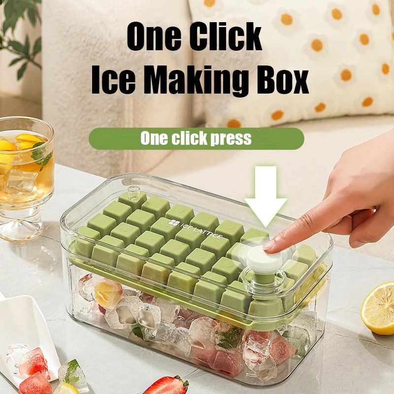 

Pressing Ice Cube Molds, Ice Cream Molds, Home Ice Box, Model Easy to Take Off the Mold, Freezing Magic Weapon, 32 Grids, 64Grid