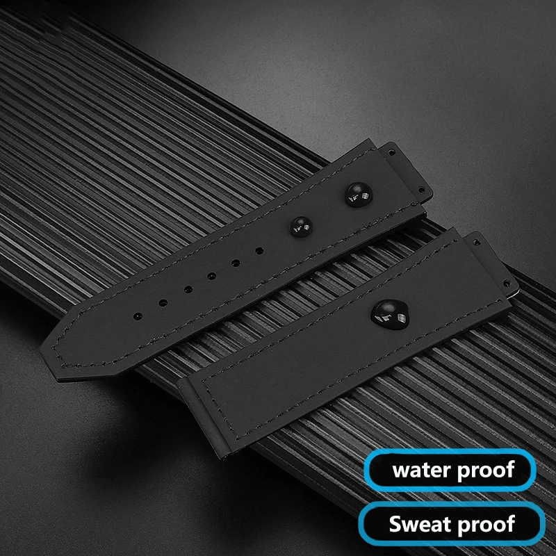 Correa de reloj de cuero genuino para Hublot Big Bang Series, correa de cuero de vaca para hombres, pulsera con accesorios de herramientas, 26x19mm