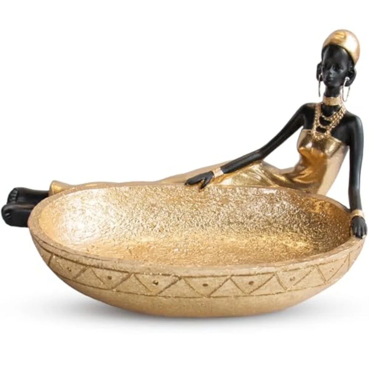 

Jewelry Dish Tray Decorative Organizer Gold Black Resin Sculpture Modern Home Decor Trinket Holder Shelf Tabletop Display Accent