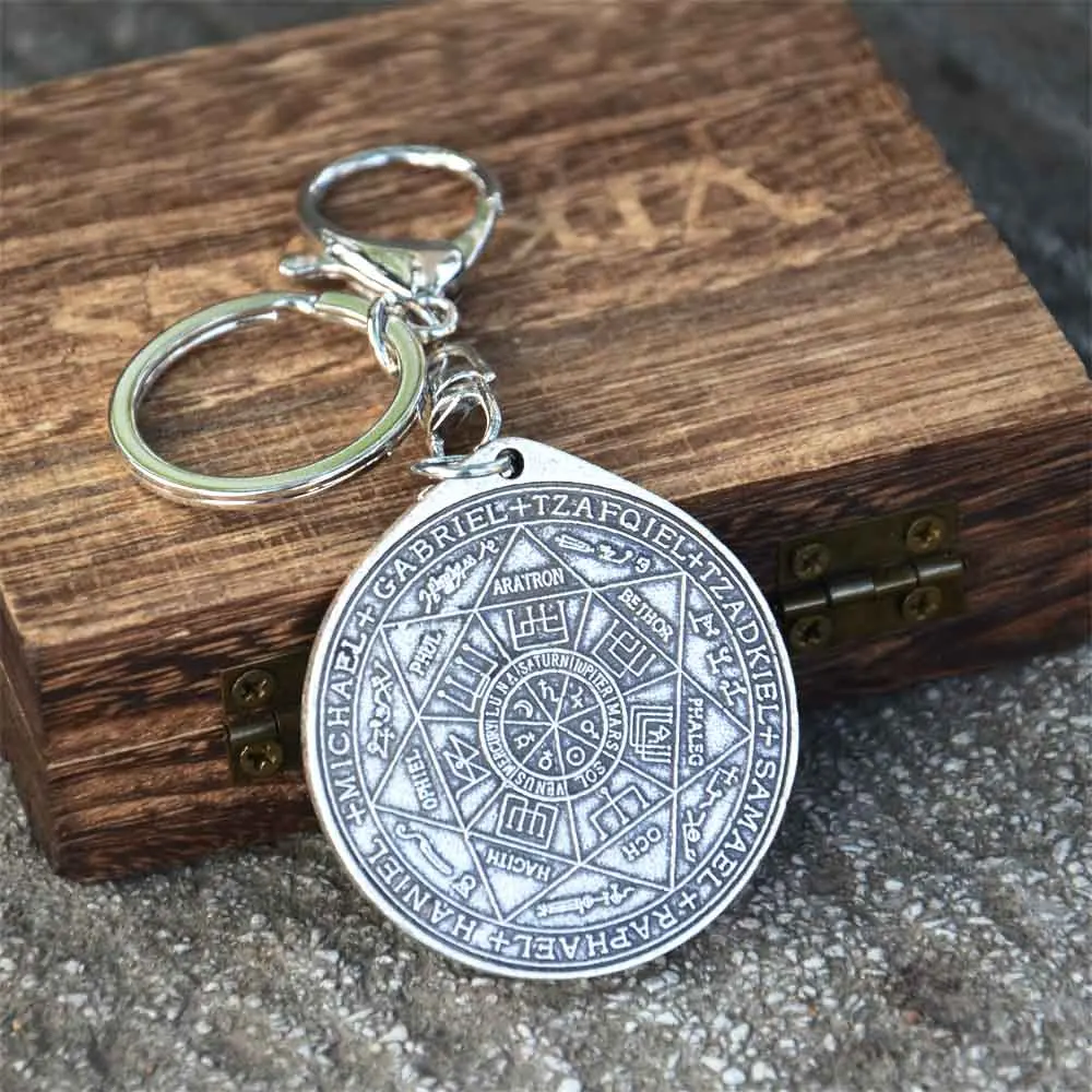 Key Of Solomon 7 Archangel Saint Michael Asterion Seal Keychain Kabbalah Amulet Jewelry Dropshipping