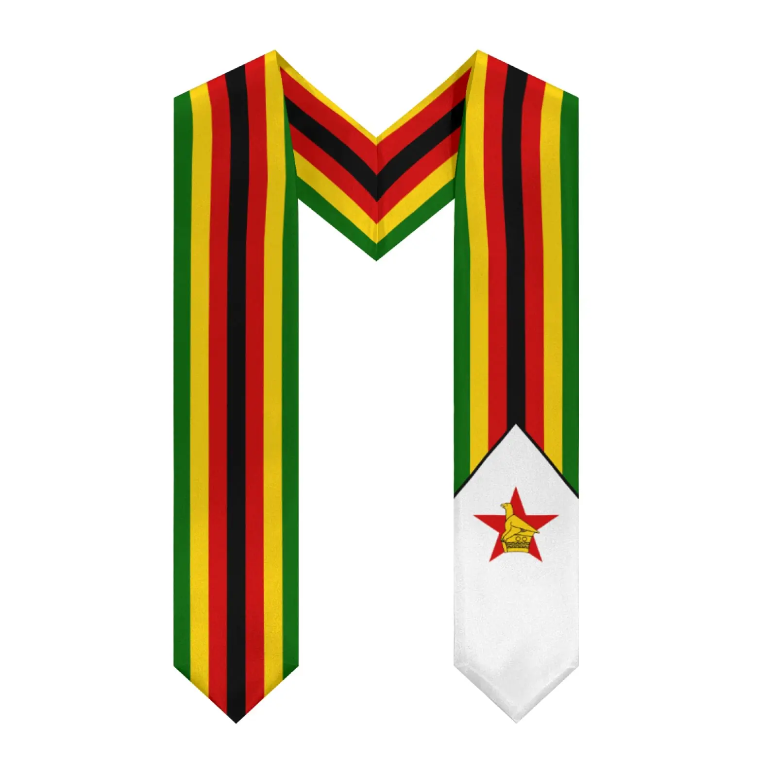

2025 2025 Zimbabwe Flag V-neck Graduation Stole Shawl Sash Honor For Study Aboard International Students