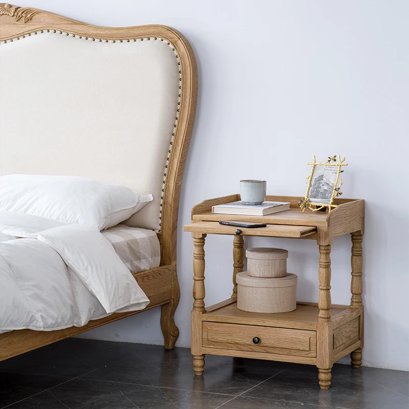 Special solid wood oak bedside table storage side table European and American bedside table simple American rural French sofa si