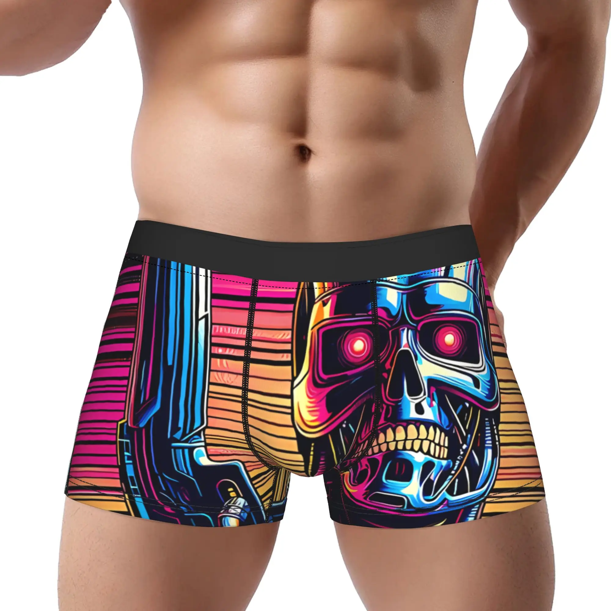 1piece Synthwave Terminator Vector  Underpants Homme Panties Man Underwear Print Shorts
