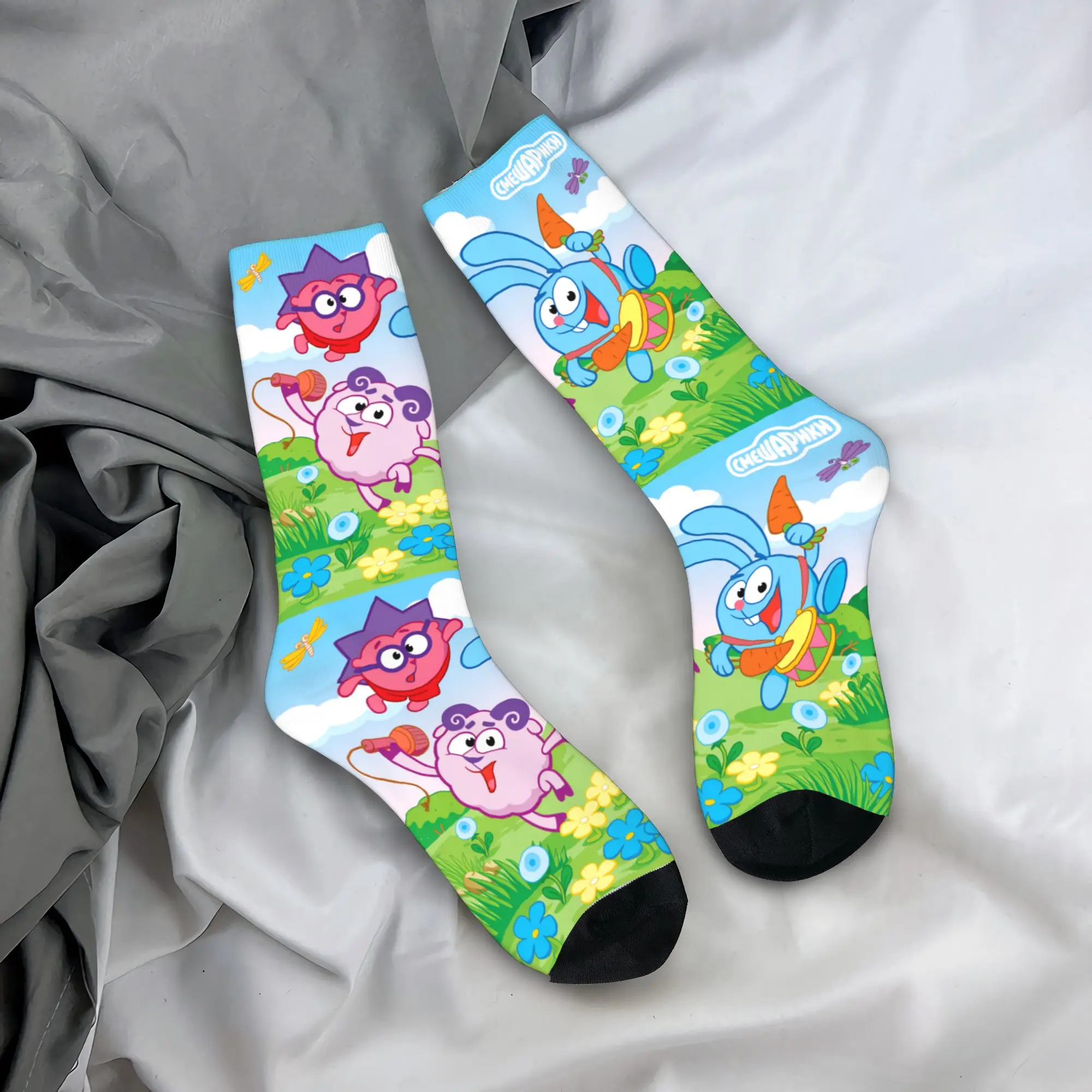 

Носки с персонажами российского мультфильма «Смешарики», графические носки, противоскользящие носки для пар, дышащие зимние носки для бега