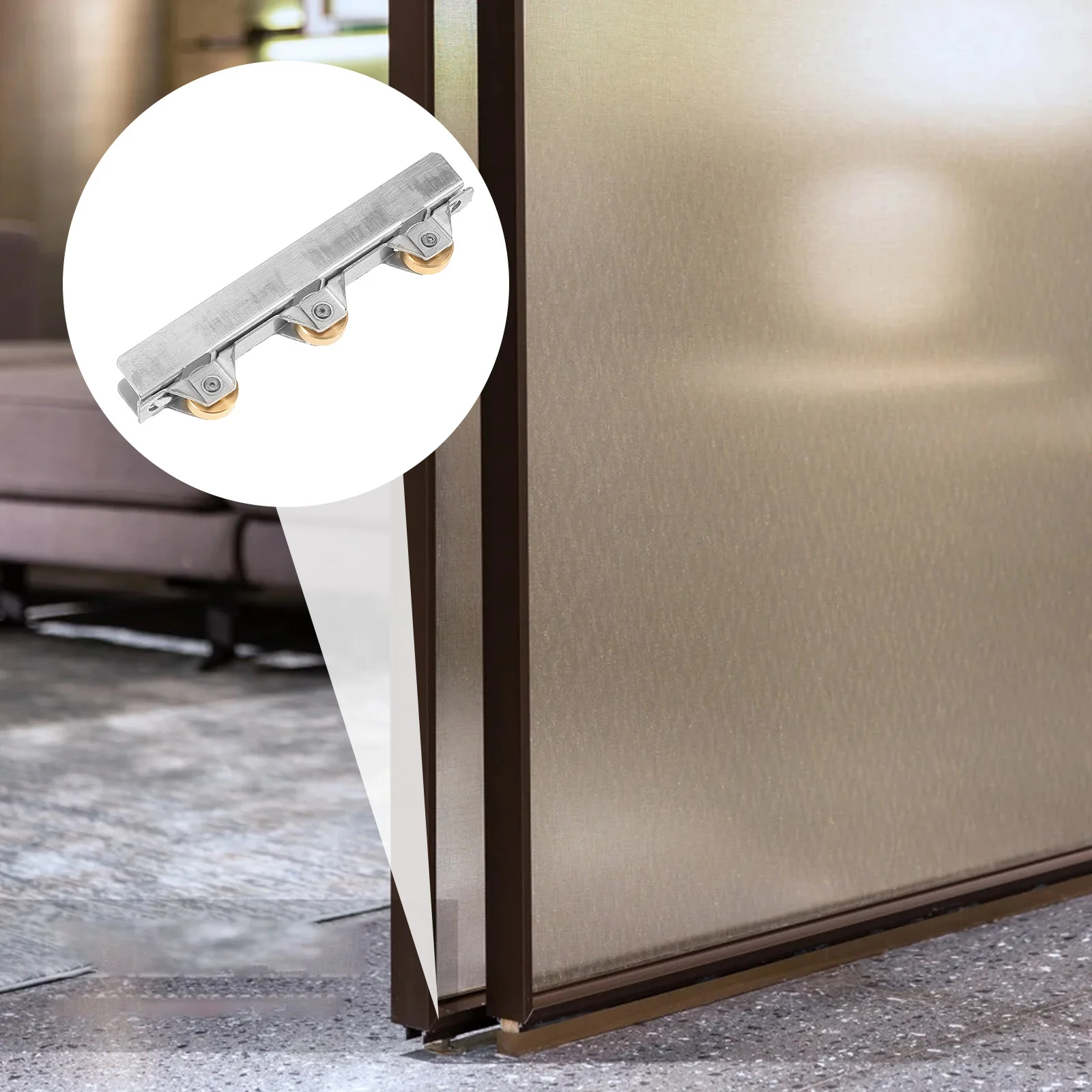 بكرة بكرة باب زجاجي منزلق، عجلة معدنية شديدة التحمل، دليل عجلة المسار لملحقات استبدال نافذة باب الفناء #4