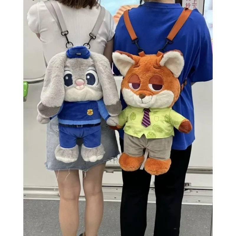 حقيبة ظهر ديزني زوتوبيا ذات سعة كبيرة جودي نيك حقيبة كتف موضة أنيمي لطيف المرأة حقيبة ظهر قطيفة طالب المدرسة Gif