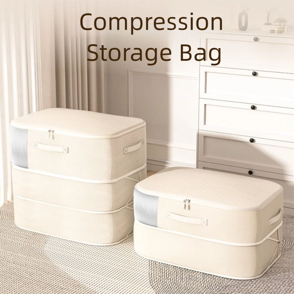 

Large Capacity Compression Storage Bag Visual Window Foldable Cotton Quilt Storage Bag Moisture-proof Multifunctional