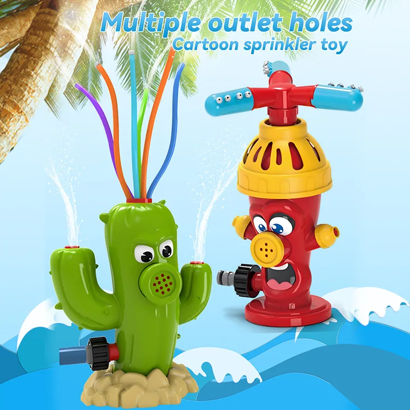 Juguetes de verano para niños, dibujos animados al aire libre, Cactus, caracoles, tocones de árboles, avión, aspersor automático, patio, jardín, juguetes para jugar en el agua