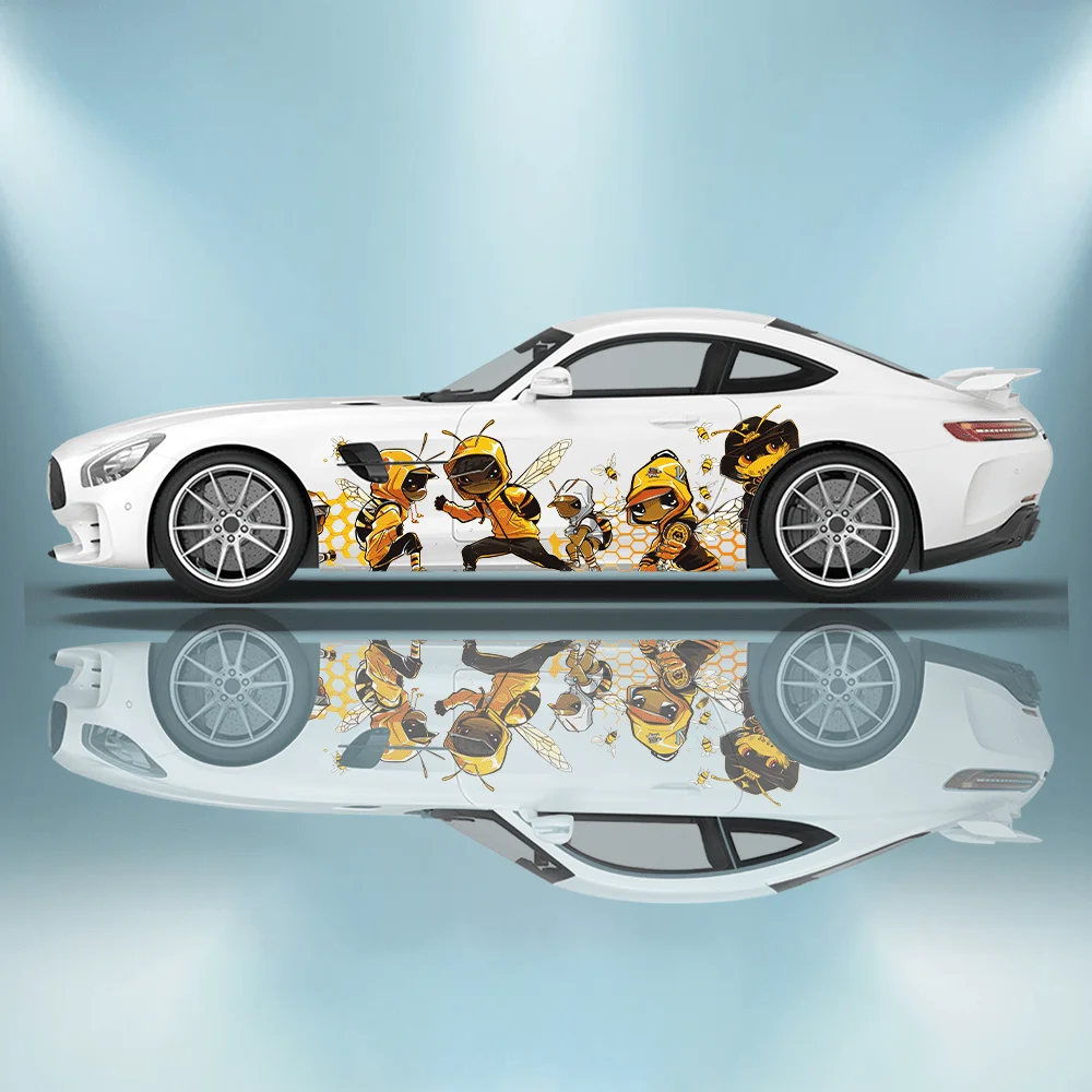 

Cartoon Bee Anthropomorphic Beehive Car Vinyl Wrap Decal Self-adhesive PVC Sticker Suitable for Truck SUV Decor Auto Accessories
