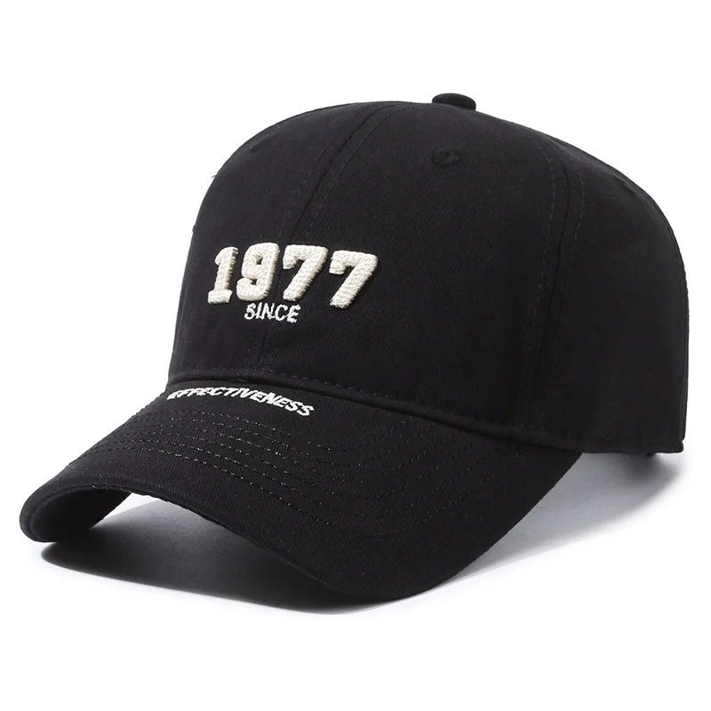 Autumn Mens Cotton Baseball Cap Casual 1977 Letter Embroidery Snapback Caps for Women Street Soft Top Trucker Dad Hats Sun Hats