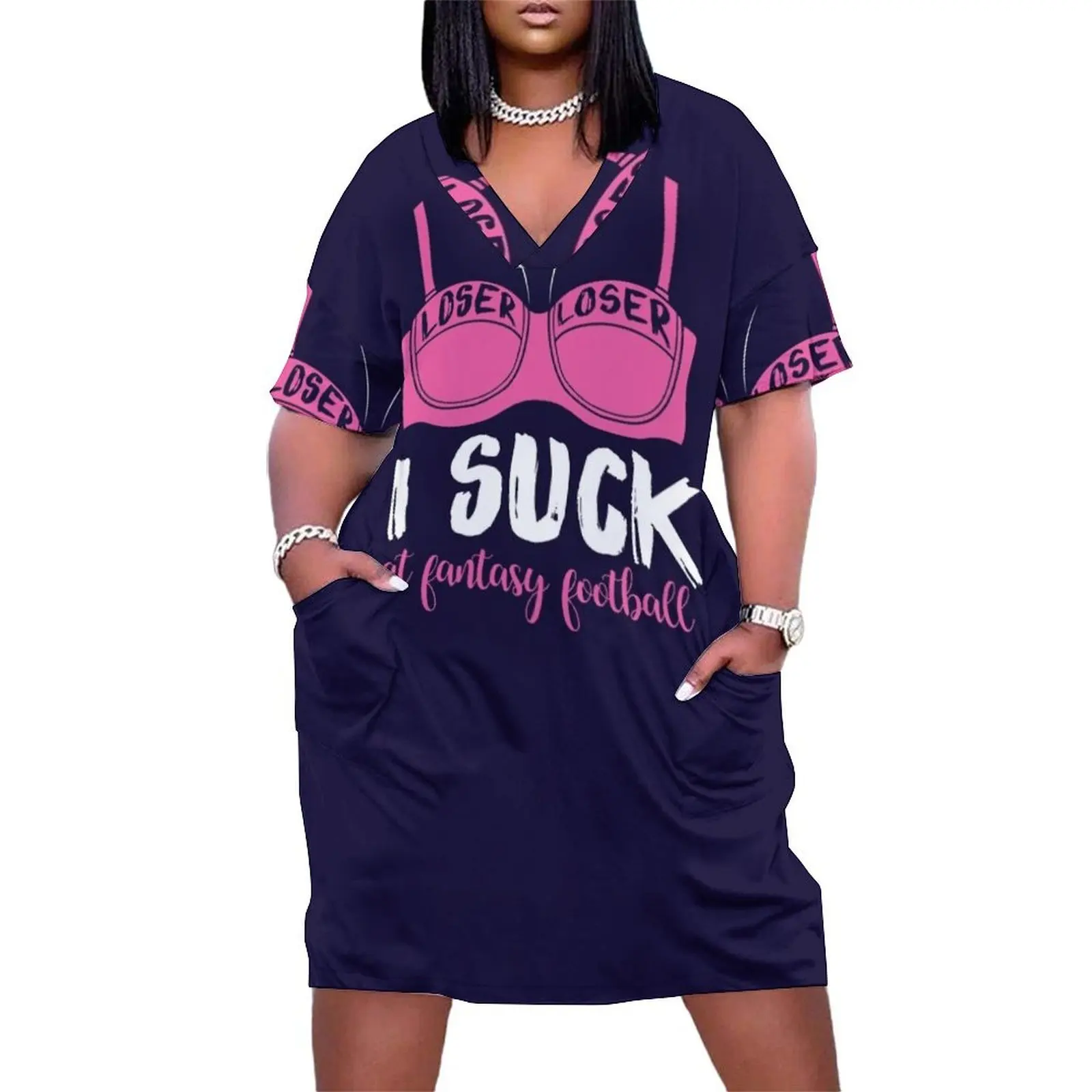 

I Suck At Fantasy Football Gift Loose Pocket Dress clothes for women womens clothing birthday dresses for women