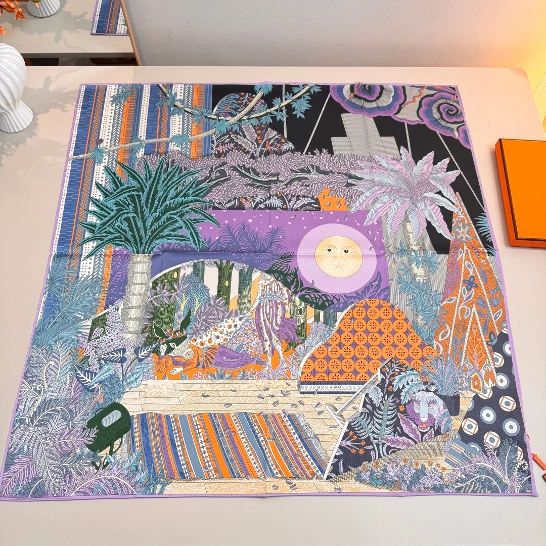 

Luxury Brand Premium Silk Scarf 00% Pure Silk 90x90 Cm Square Scarf Women's Neckwear High-End Stylish Handcrafted Gift Shawl