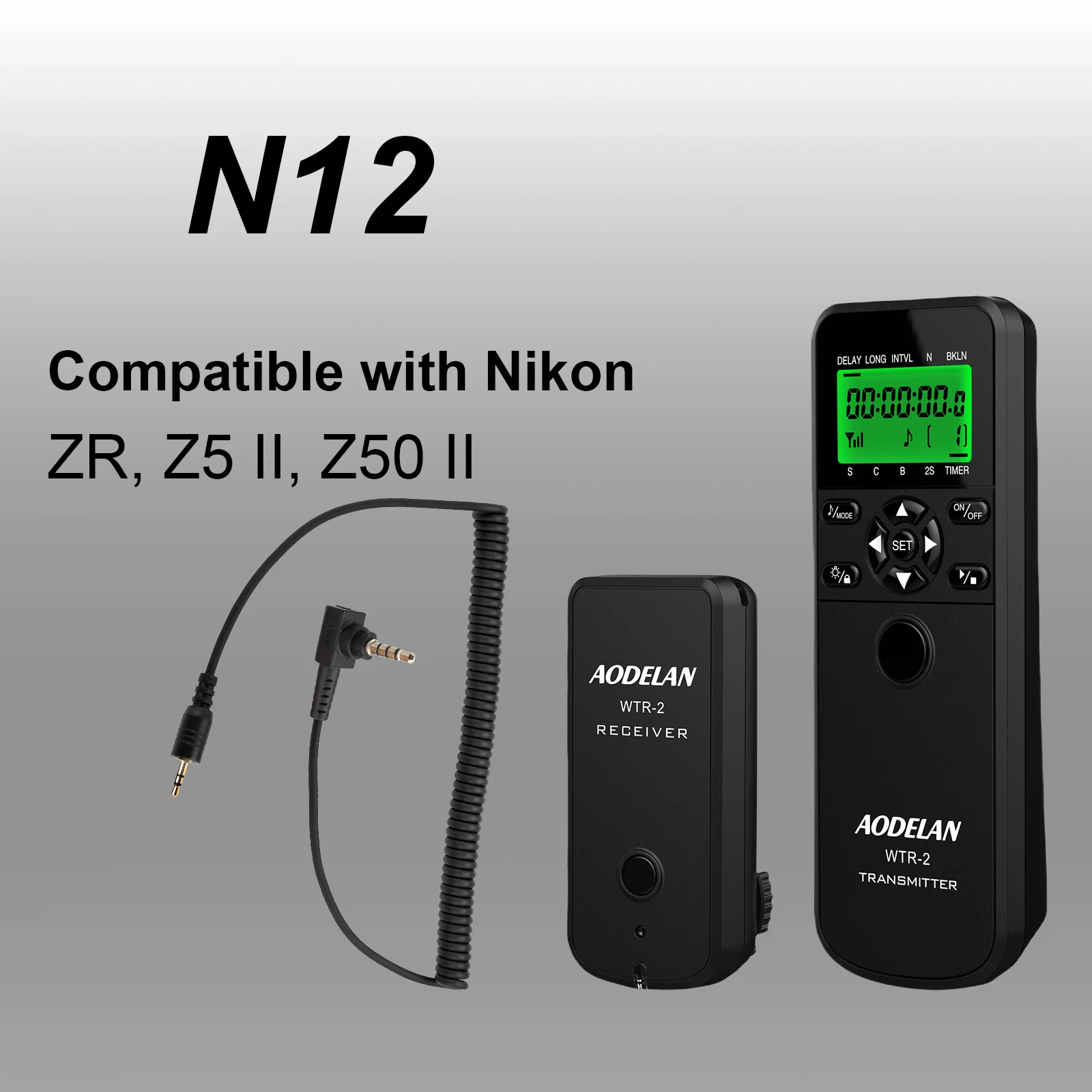 aodelan-wtr-2-ワイヤレスリモートタイマーおよびトリガー（一部のニコンカメラzr、z5ii、z50ii用）；間隔撮影、長時間露光