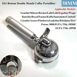 58MM Double Mouth Coffee Portafilter Suitable For EXPOBAR E61 Stainless Steel Coffee Bottomed Handle Universal Barista Tools
