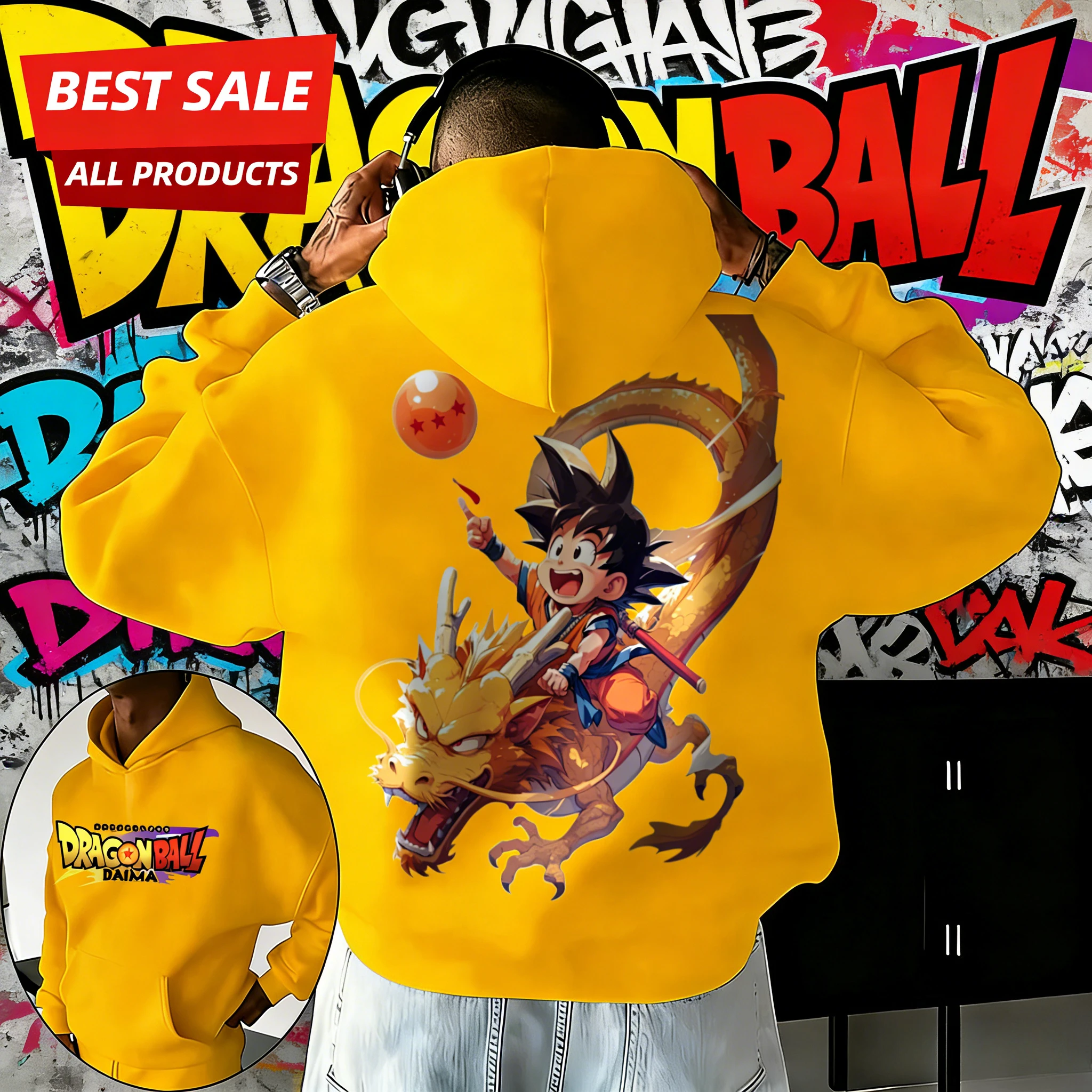 

Худи Dragon Ball DAIMA 2026 Осень-Зима, 100% хлопок, винтажный принт Супер Сайян 2 Гохан, ультра-унисекс пуловер для фанатов DBZ