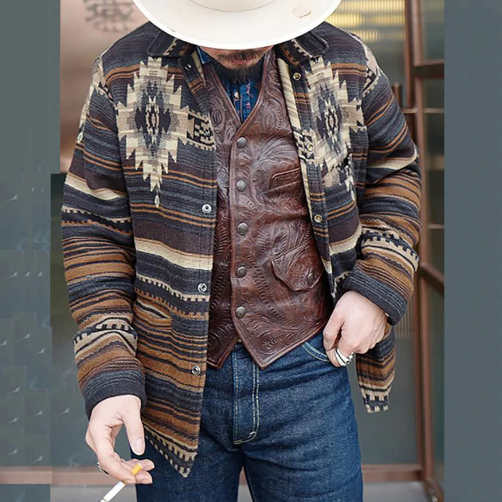 

Nice spring and autumn European and American foreign trade men's wear Pop pattern leisure fashion coat men's wear