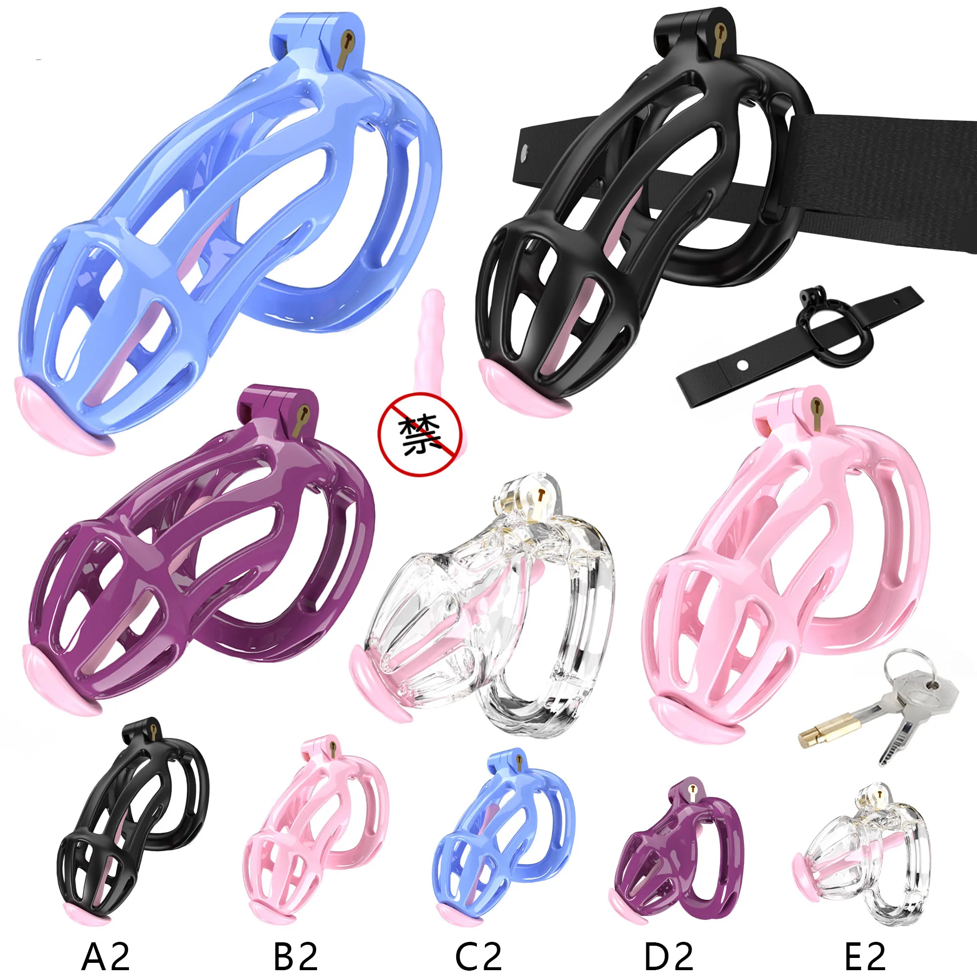 Male Chastity Cage Lock Cock Device Sissy Wear Belt with 4 Arc Penis Rings Sex Toys for Men Gay Scrotum Adult Games Sex Shop 18+