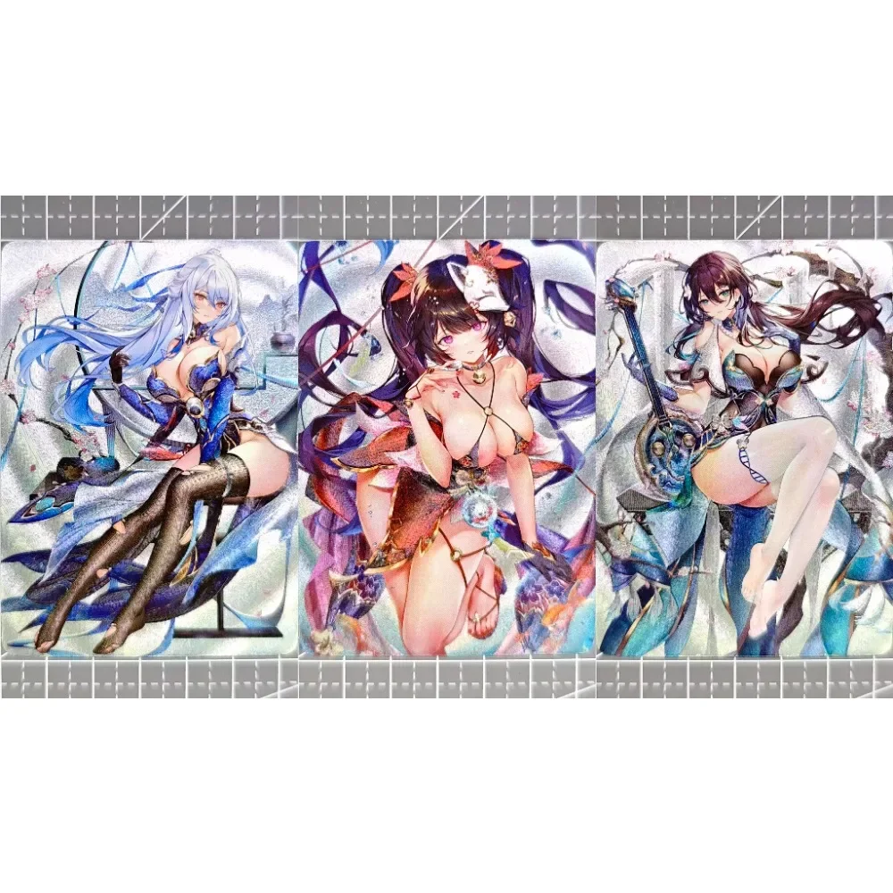 DIY Honkai: Star Rail M Painter Coarse Flash Glitter Card Back Relief Three Sheets Per Set Anime Peripheral Game Collection Card