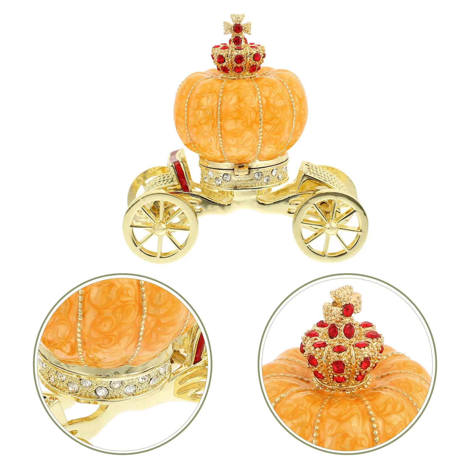 

Pumpkin Carriage Alloy Ring Earring Bracelet Storage Holder Desktop Decor Jewery Holder Alloy Jewelry Box Wedding Gift Case